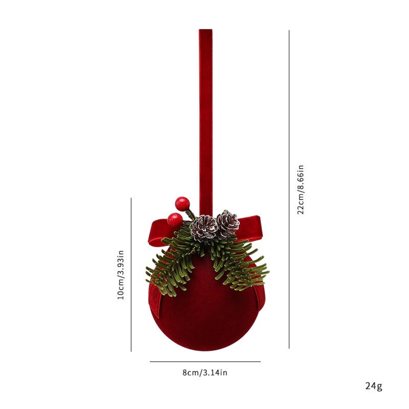 

Christmas Bell Decorative Pendant,Christmas Indoor Wall Decoration With Needles,wine Red Christmas Flocking Bells,Christmas Tree Decorations, One Size