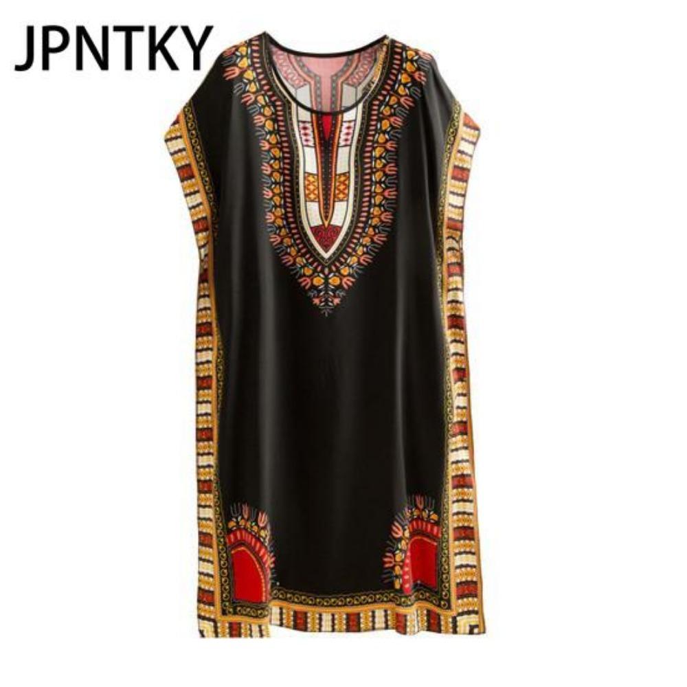 JPNTKY Summer Dress Geometric Print Pullover One Size Chic Women Mid-Calf Dress for Homewear