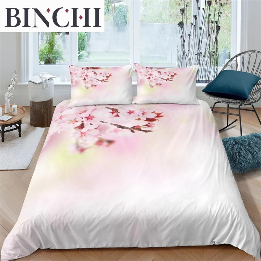 Erik Çiçeği Nevresim Takımı King Pembe Çiçekli Kız Çocuklar İçin Mikrofiber Dallı Baskılı Yatak Örtüsü Takımı