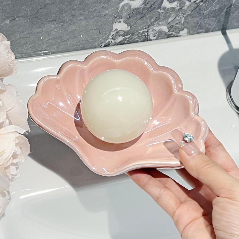 1 Pc Shell Soap Box Soap Box Storage Rack Toilet Hole Free Drainage Soap Box Bathroom Accessories Toilet Jewelry Storage Rack