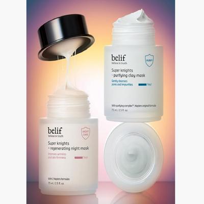 Super Knights Regenerating Night Mask, Purifying Clay Mask 75ml 2 Types