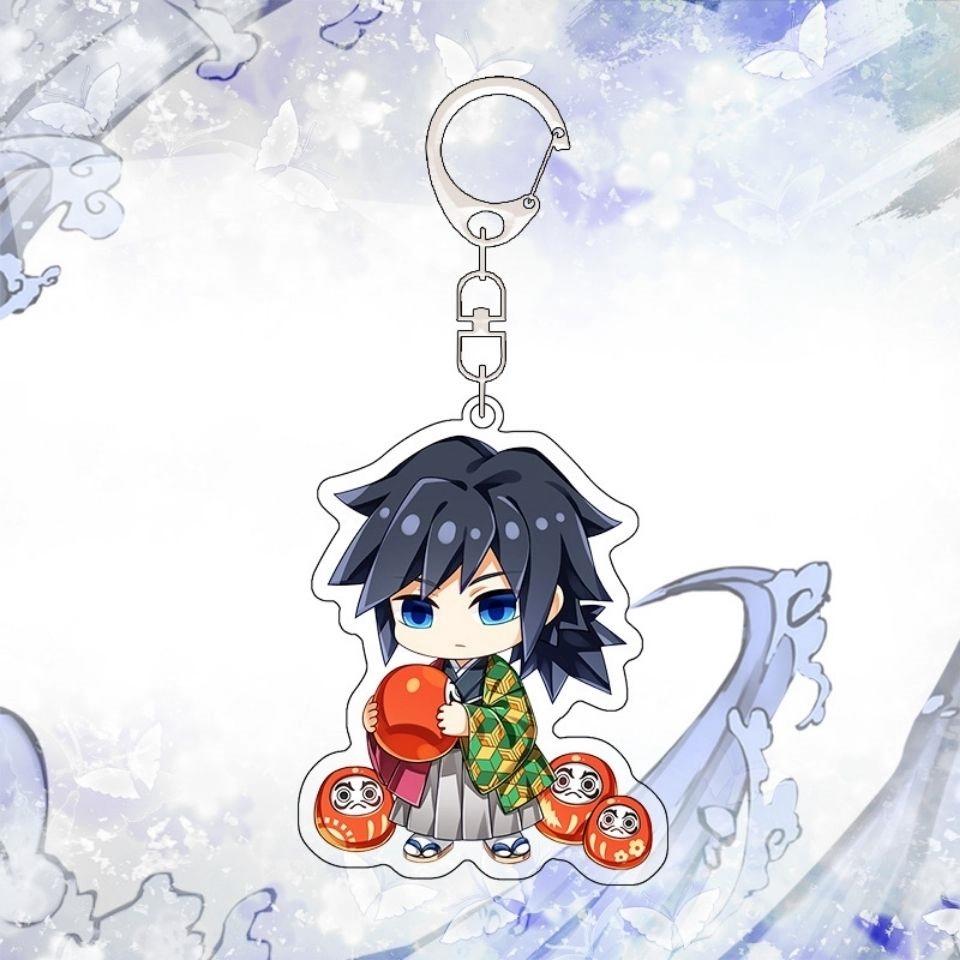 Keychain Pendant Anime Demon Slayer Kimetsu No Yaiba Kamado Tanjirou Double Sided HD Bag Pendant Gift For Fans Cosplay Props Jewelry Gift