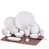 Elegant Ceramic Tableware Set: White with Platinum Rim - Includes Plates, Bowls, and Dishes for Restaurants or Clubhouses, Available in 3 or 4 Pieces