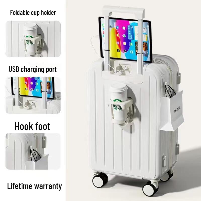 Solidna koreańska walizka na kółkach: Stylowa, Wytrzymała Walizka Podróżna dla Studentów i Kobiet z Zamkiem Szyfrowym, Opcja Skórzana Dostępna dla Mężczyzn.