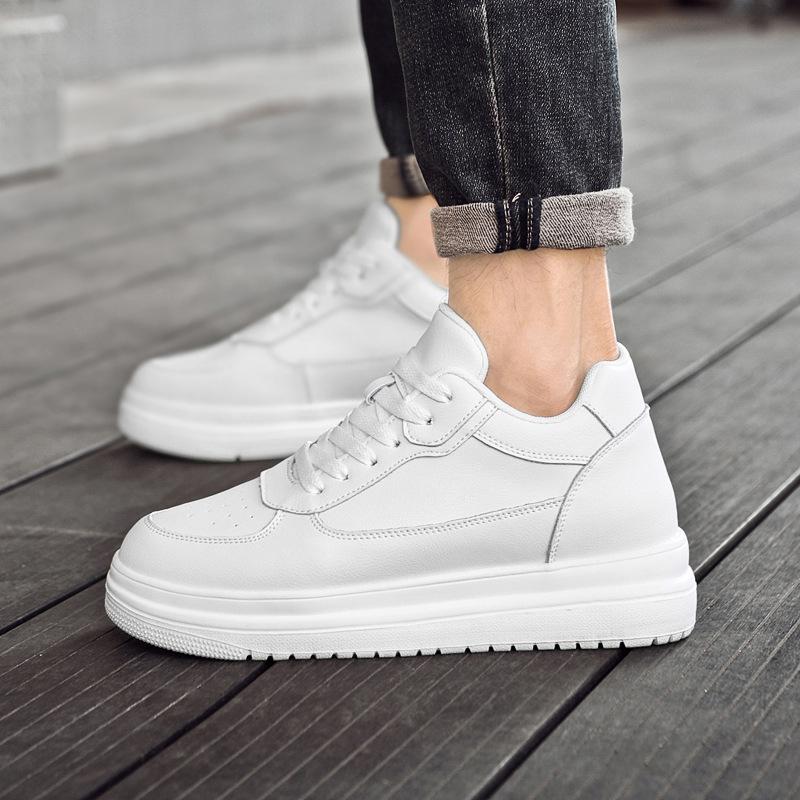 Unisex Couple Low‑Top Board Shoes, Invisible Inner Height Increasing Skate Shoes, Spring Autumn White Sports Casual Shoes For Men Women