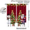 2PCS Digital Print Curtains, Christmas Santa Snowman Xmas Tree Gifts Snowflakes Red, Holiday for Living Room Bedroom Decor