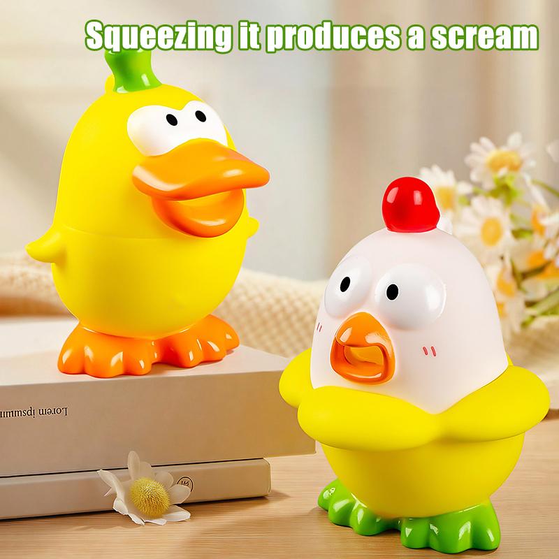 New Fun Cartoon Screaming Chicken Squeezeable Duck, Soft And Bouncy Animal Figurine, Stress-Relieving Toy