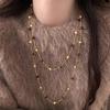 Tiger Eye Stone Multilayer Geometric Necklace With Beaded Chain For Women And Men