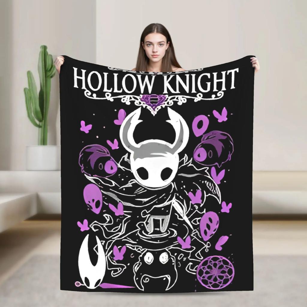 Hollow Knight Silksong Dark Fantasy Velvet Throw Blanket Gothic Home Decor Knitted Soft MultiUse Blanket for Car Bed Sofa
