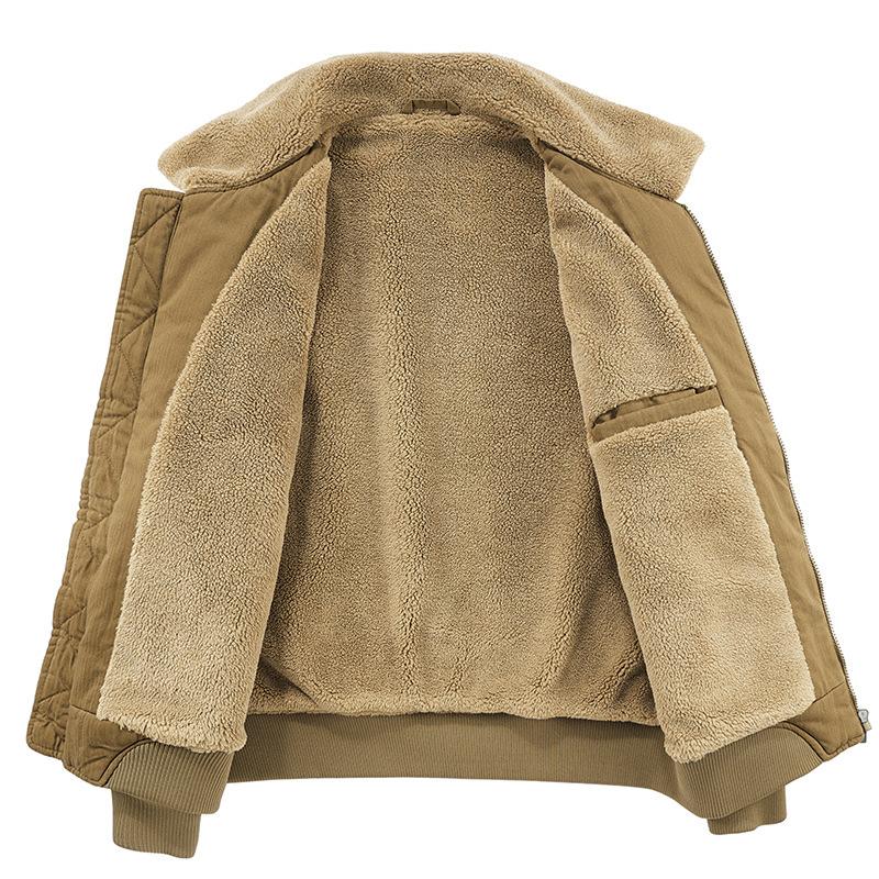 Kurtka męska na jesień i zimę z aksamitu, pogrubiona, ciepła, z wełny jagnięcej, odzież robocza do lotów, odzież z bawełny