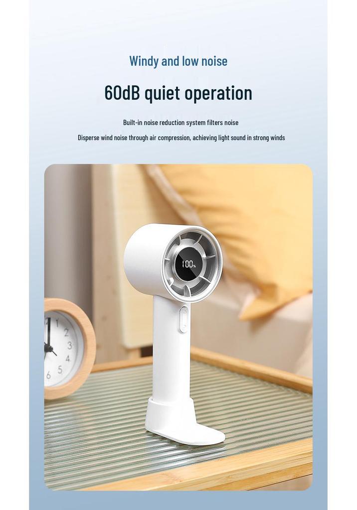 2026 Turbocharged Handheld USB Rechargeable Fan with Stepless Speed Control and Large Airflow