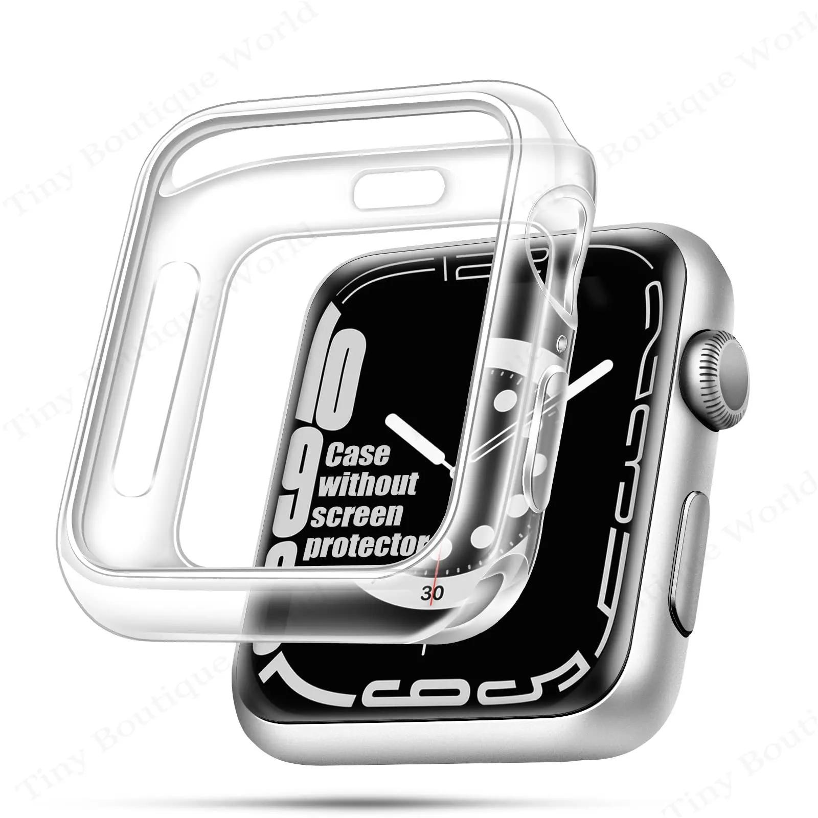 

Soft TPU Cover for Apple Watch Case 49mm 45mm 44mm 42mm 41mm 38mm Anti-Scratch Protector Bumper Iwatch Series 8 7 6 SE 5 4 3 2 45mm чистый