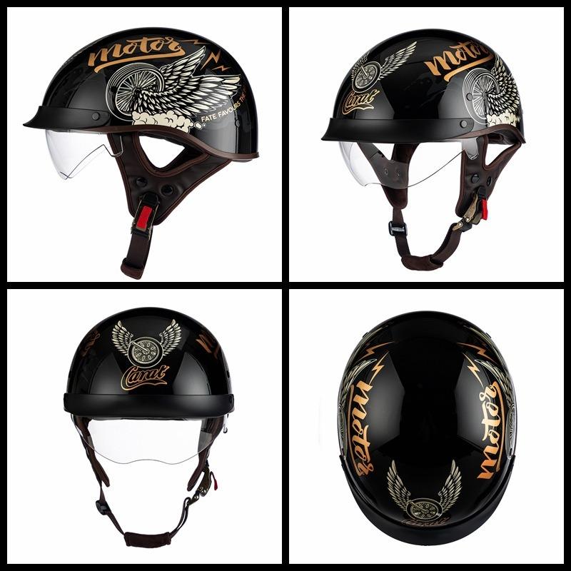 Helmet Men's Motorcycle Pedal Half Helmet Four Seasons Universal Lenses Transparent Women's Helmet Electric Vehicle Riding