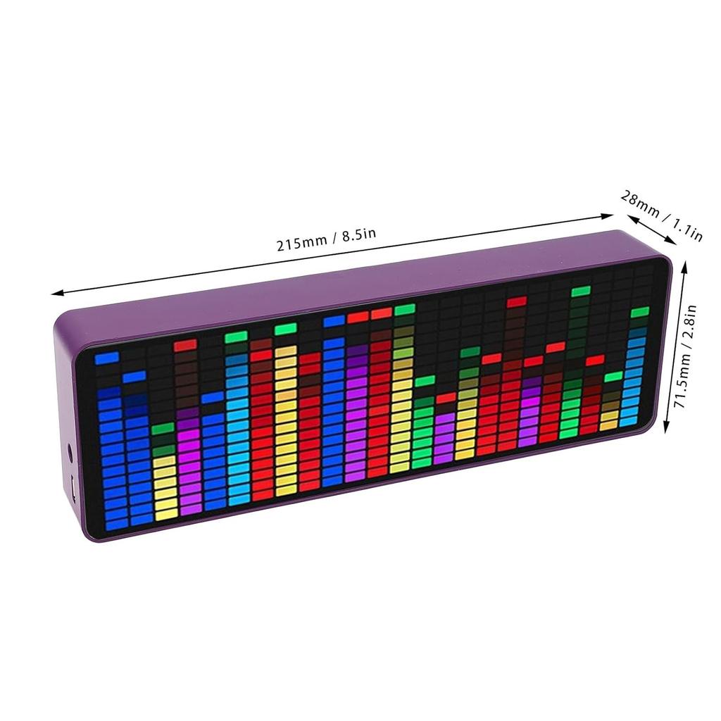 LED Music Spectrum Analyzer, 5VUSB Music Voice Rhythm Spectrum Display, 384 LEDs Clock 20 Dynamic 7 Colors RGB Colorful 1624 Segment Rhythm Light