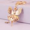 Exquisite Rhinestone Girl Pendant Metal Car Key Ring Luxury Ballet Girl Keychain  Gifts