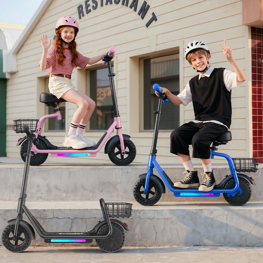 iScooter IK7 Kids Electric Scooter 250W 4.5Ah 8.5''Tires Removable Seat APP Control 3-Speed Rang 11-15KM Electric Scooter for Kids