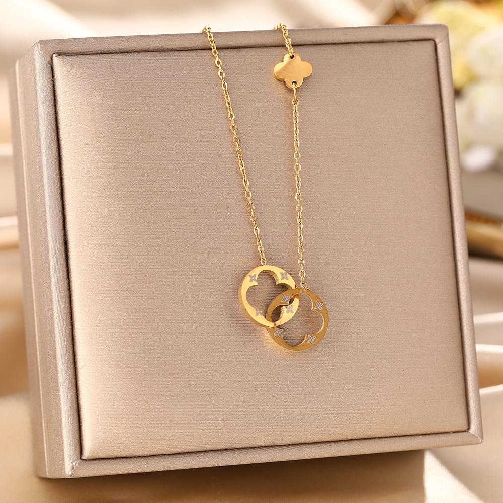 Elegant 18K Plated Titanium Steel Cross Necklace for Women - Light Luxury Clavicle Chain That Resists Fading