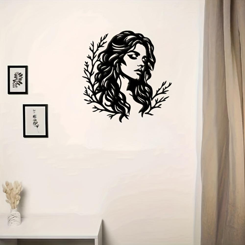 Metall Wandkunst Frau Langes Haar Linienkunst Design Thanksgiving Muttertag Jahrestag Geschenk Café Schlafzimmer Natur Dekor