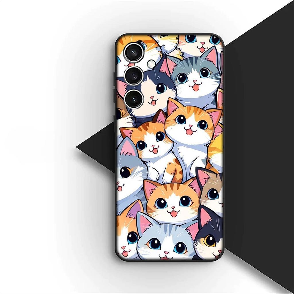 Cover for Samsung Galaxy S10 S8 S9 Plus A33 A34 A31 70 A71 A72 Note 20 9 8 S10E Casing Phone Case Cartoon Cat Meow Kitten