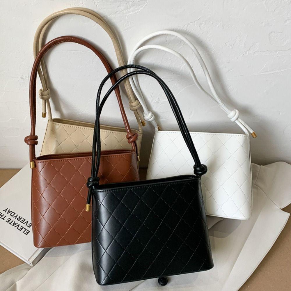 Einfarbige Rhombus-Karomuster-Tragetasche Große Kapazität Einfarbige Umhängetasche Studenten