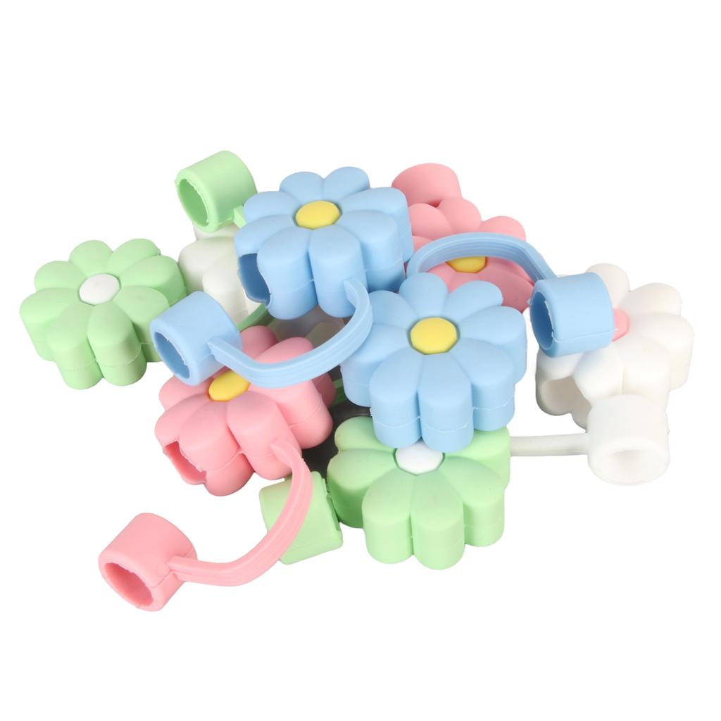 8Pcs Straw Covers Dustproof Decorative Portable Odorless Reusable Silicone Straw Toppers for Party Shopping Home