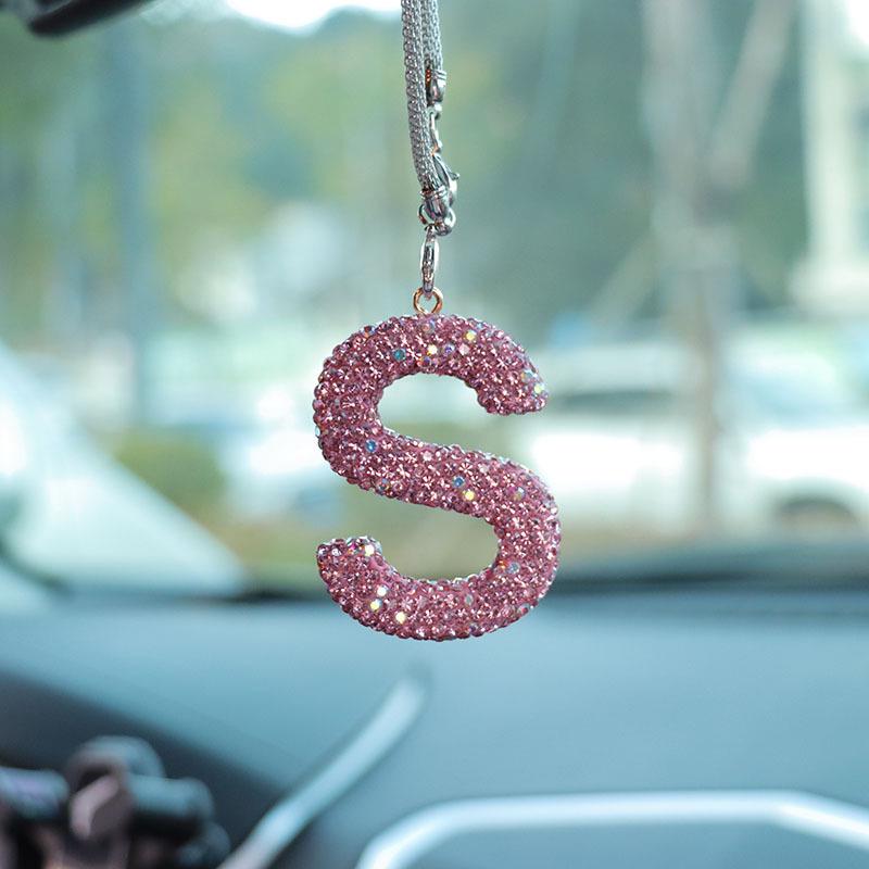 Rhinestone Bow Polymer Clay Rearview Mirror Ornament for Women