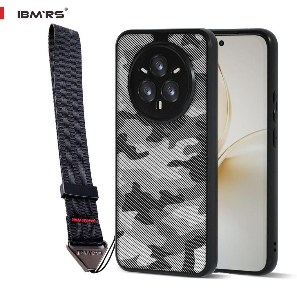 (Comes with Wrist strap)IBMRS for Realme 14 Pro Case, Prevents Accidental Drops Non-Slip Anti-Yellowing Camo Transparent Phone Cover