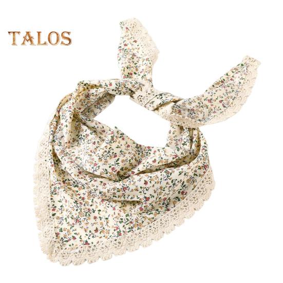 

Платок треугольной формы с кружевной отделкой и цветочным принтом, женская повязка на голову, аксессуары для волос для макияжа и фотосъемки бежевый