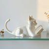 Cute Desktop Cat Decorations Creative Decorative Cat Statues Reading Cat Ornament  Bedroom Decor