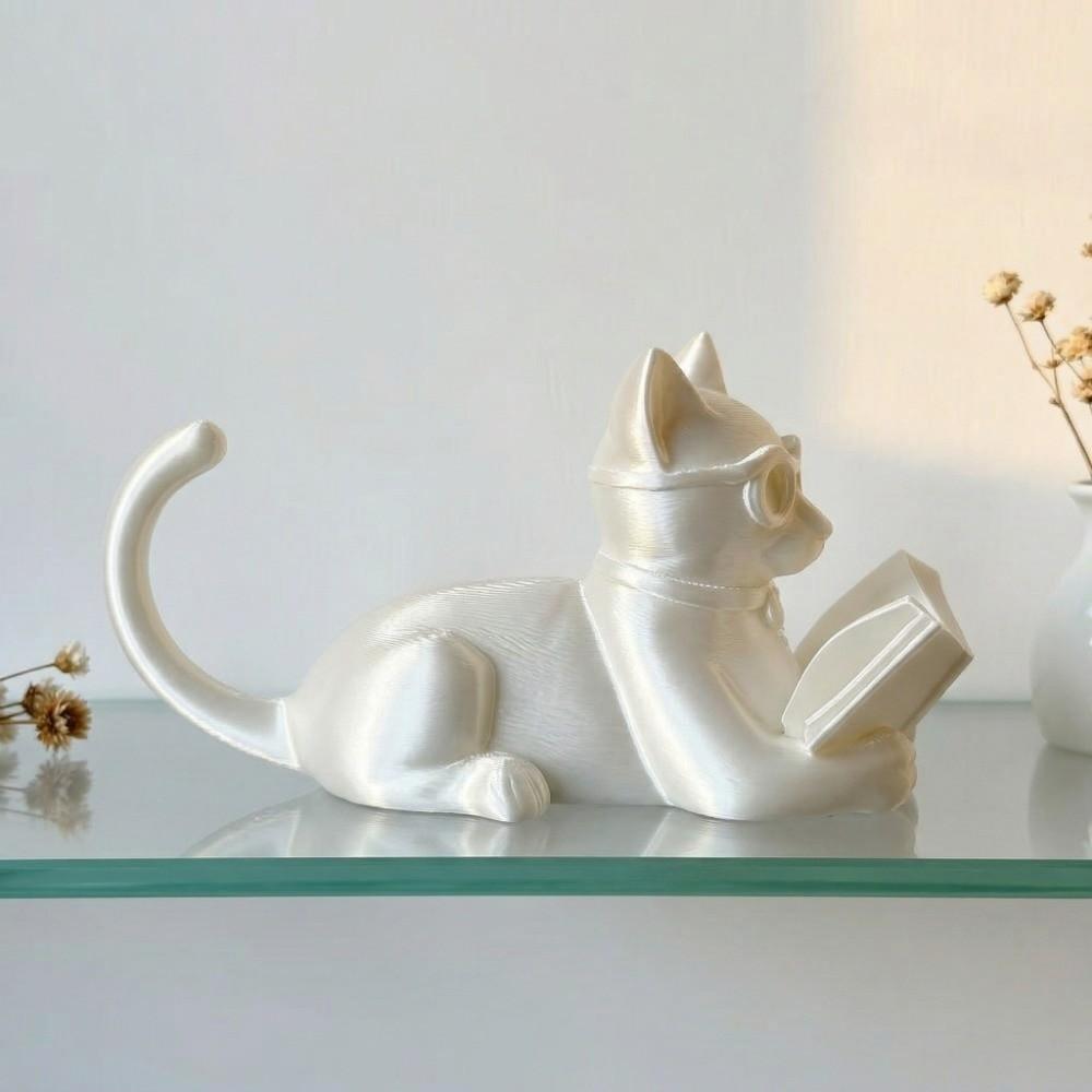 Cute Desktop Cat Decorations Creative Decorative Cat Statues Reading Cat Ornament Bedroom Decor