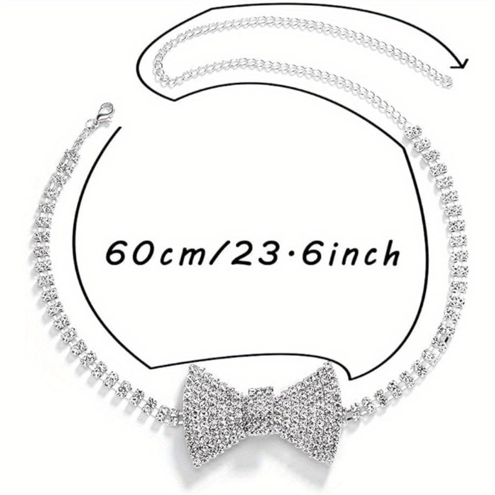 Bohemian Rhinestone Bow Necklace. Silver Crystal Party Jewelry for Women.