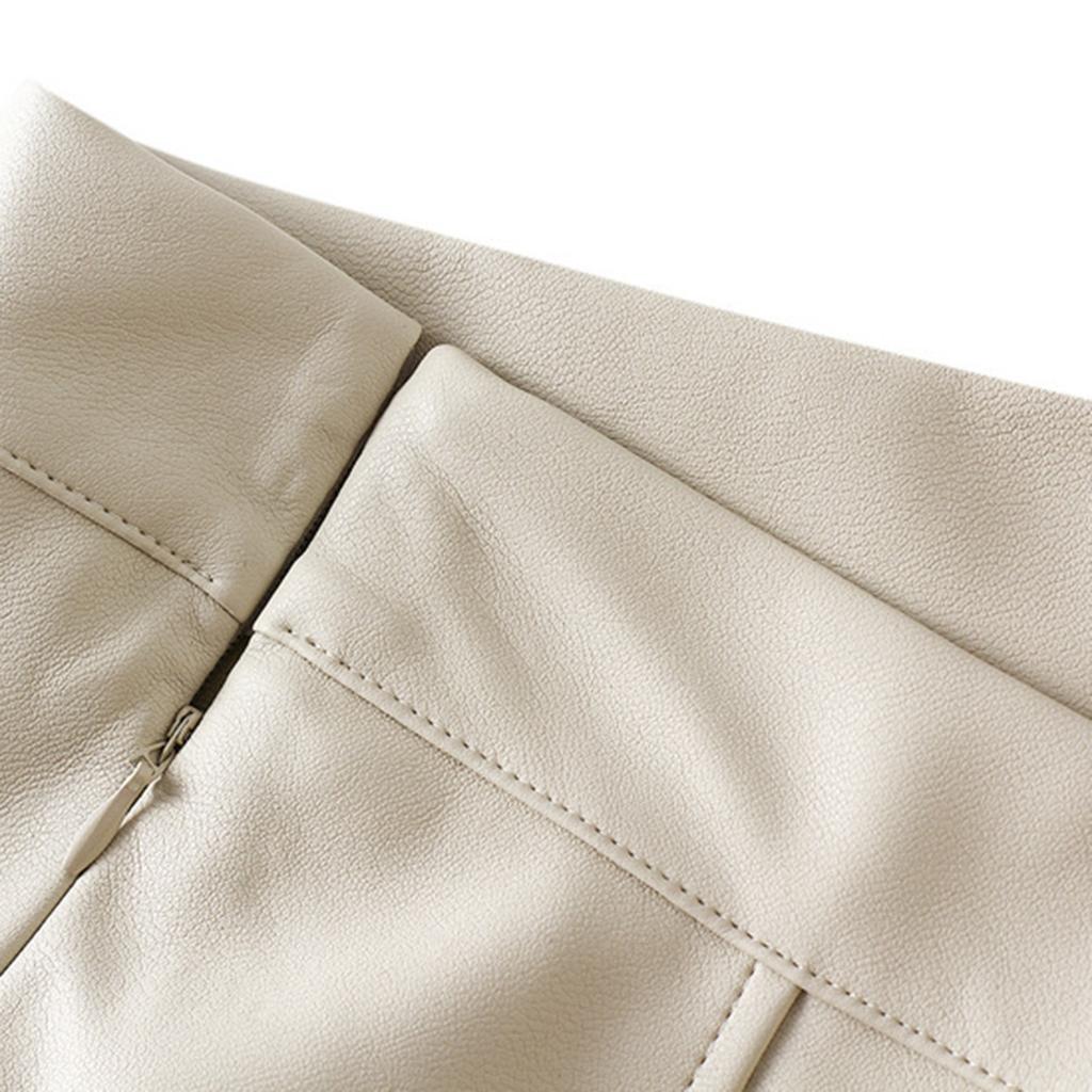 Damska modna, swobodna, jednokolorowa, wysoka talia, cienka, skórzana spódnica typu half-body