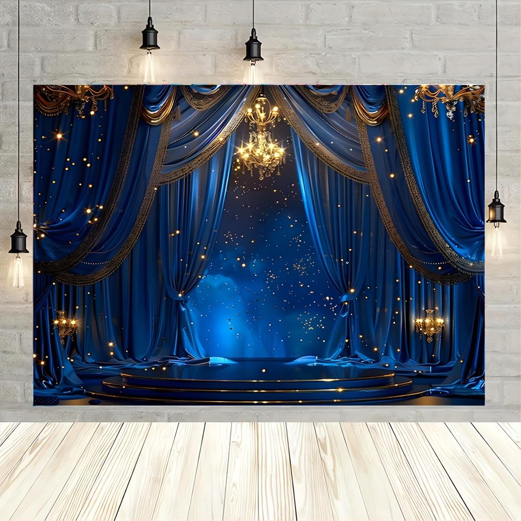 A Blue and Gold Stage Screen Background for Photo Booths, Living Rooms, Festivals, General Holidays