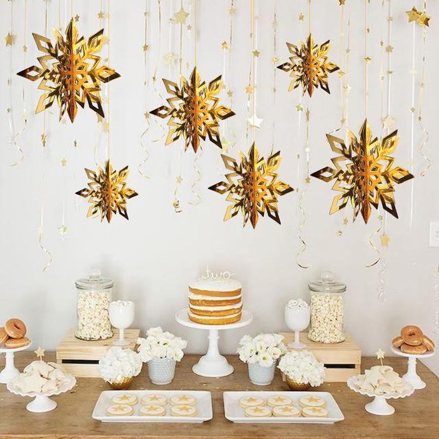 3D Hollow Paper Snowflake Window Decorations for Christmas