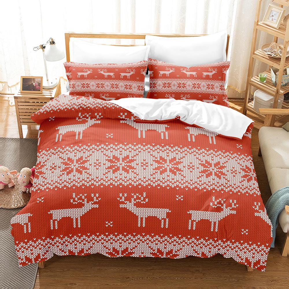 Christmas 3D Digital Printing Three-Piece Set, Bedding Kit, Christmas Knitting