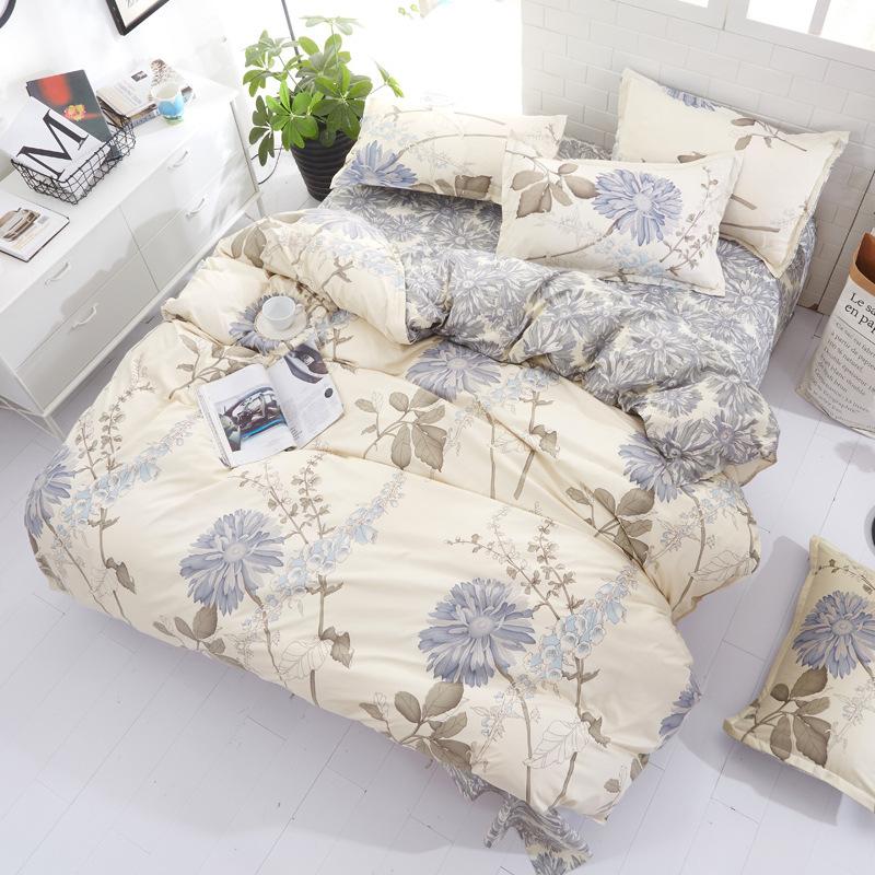 Flower Comforter Bedding Set Simple Pink Bed Linens Bed Linings Queen Duvet Cover Bed Sheet And Pillowcase King Size For Girls