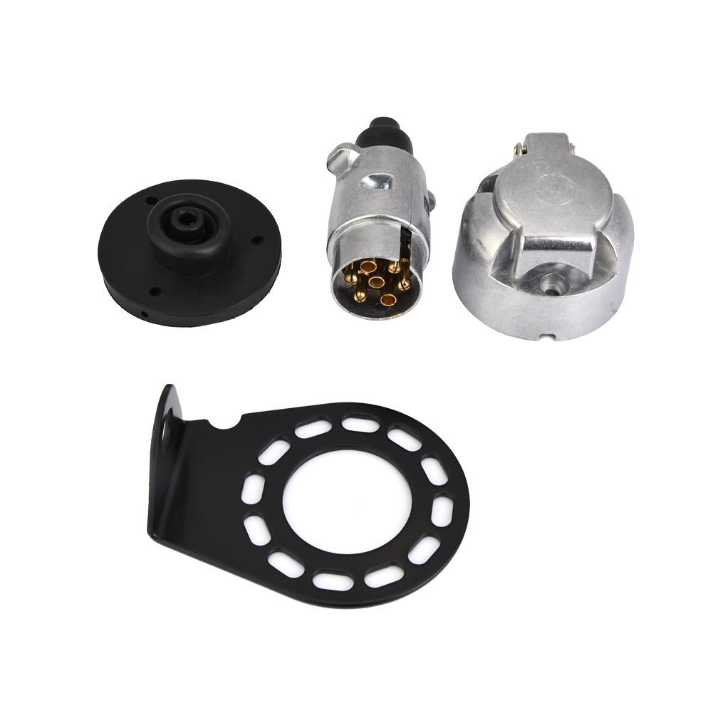 12V 7Pin Trailer Plug Socket Connector Adapter Bracket for Trailer Caravan Towing Towbar