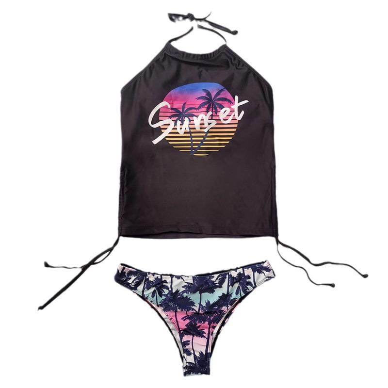 Plus Size Sexy Printed Bandage Bikini - Tummy Control Swimwear for Women