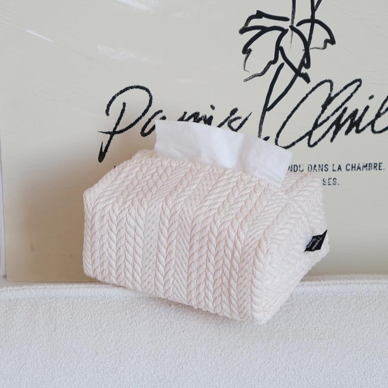 Nordic ins Wheat Ear Texture Pumping Carton Cream Fabric Tissue Box Car Tissue Storage Box