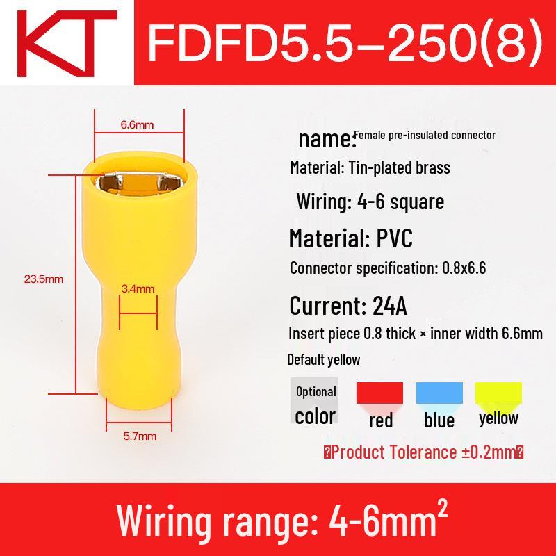 KT Keshitong Fully Insulated Male Crimp Terminals FDFD5.5-187-250-375, Pack of 500