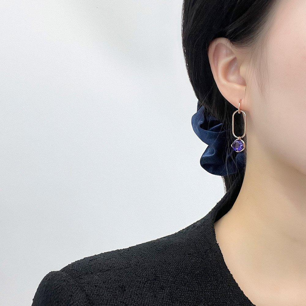 [Dieuamour] 14K Rose Gold Half Ring Earrings, Luxurious Earrings