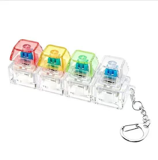Creative Press Mechanical Keyboard With Lamp Decompression Artifact Personalized Keychain Vent Toy Transparent Schoolbag Buckle