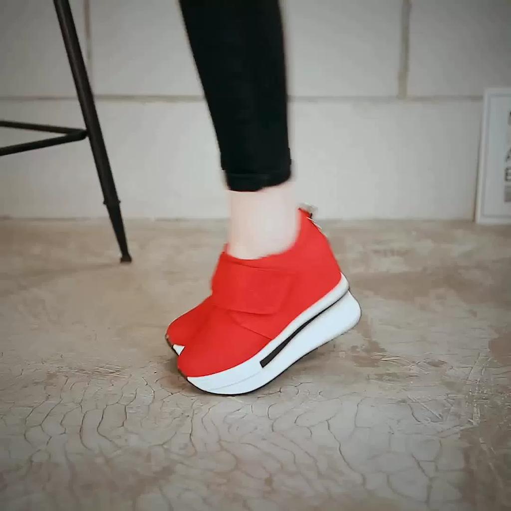 Increase Women Shoe Lace Korean Thick Soles Muffin Bottom Student Shoes Casual Shoes Color