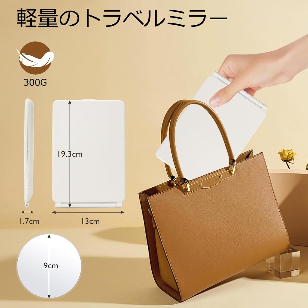 ANWALE Tisch-Schminkspiegel mit LED-Beleuchtung, 3-fach vergrößernd, stufenlos einstellbare Helligkeit, kompakter Aufbewahrungsspiegel, 3-farbiges Licht, Spiegel, faltbar, Spiegel,