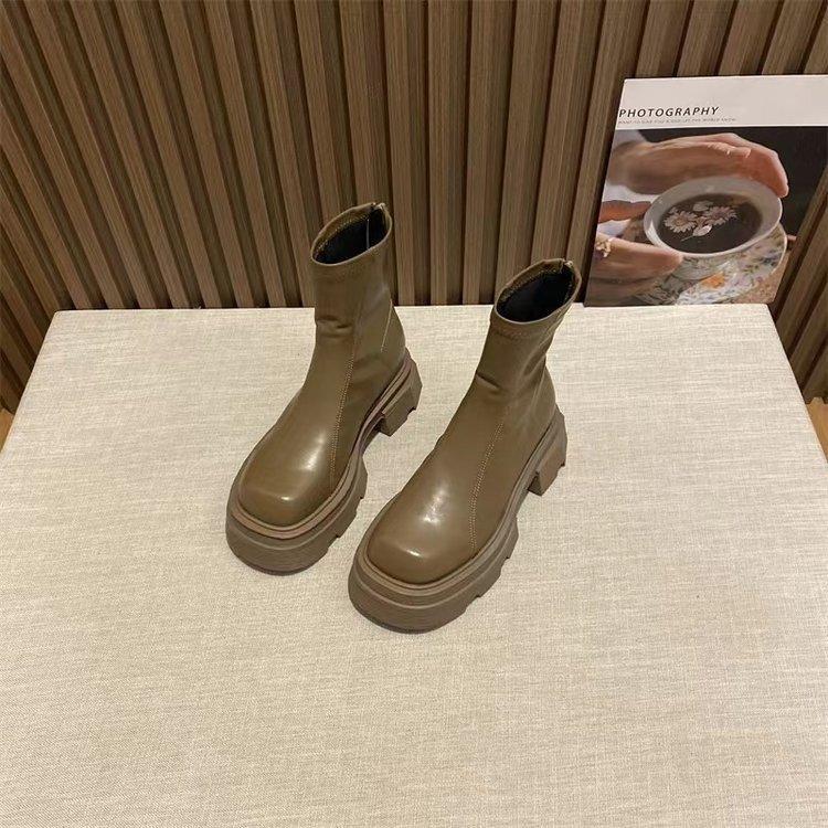 New Fashion Back Zippers Short Boot Female High Platform Thick Bottom Ladies Elegant Ankle Booties Punk Boots for Women 34