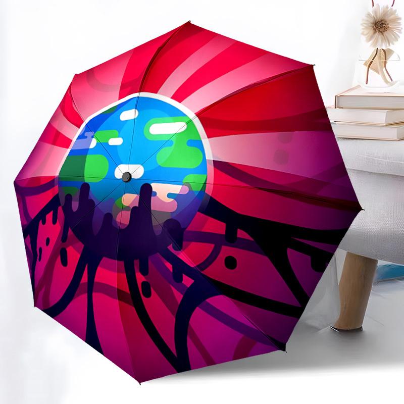 

1pc Earth Print Automatic Open/Close Umbrella - Compact Travel Umbrella, Gift for Birthday, Holiday yy260106060