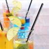 Set of 12 reusable black metal straws