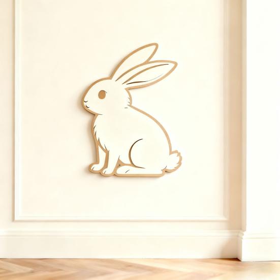 3 Stück Niedlicher Hase Wandaufkleber Cartoon Osterhase Wandsticker Holz Wandbilder Hase Wand
