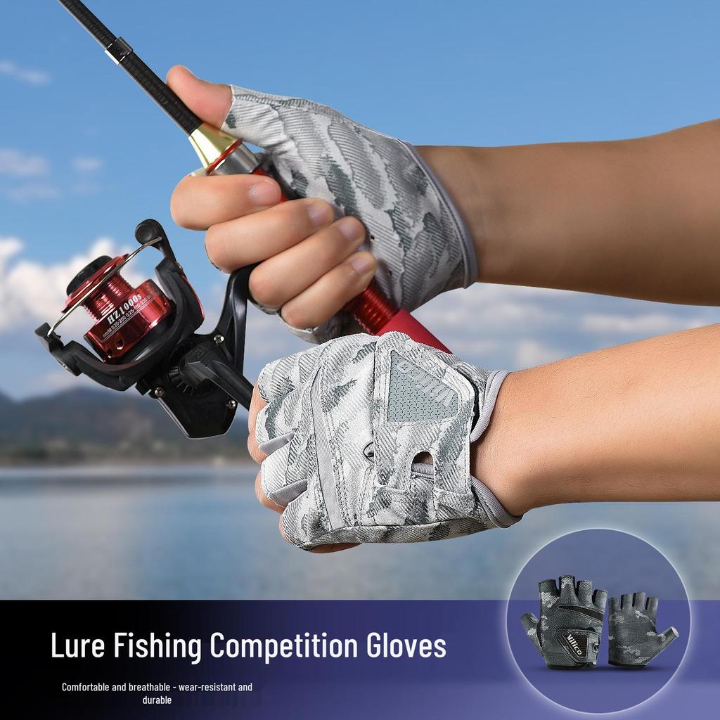 Vilico Summer Breathable Half-Finger Fishing Gloves - Skin-Friendly and Soft for Outdoor Lure Fishing