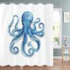 1Pc Octopus Shower Curtain Beach Blue Octopus Design Bathroom Decorative Printed Polyester Bath Curtain With Hooks
